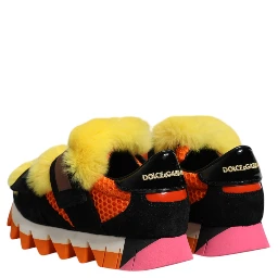 Multicolor Fur Embellished Sneakers Shoes