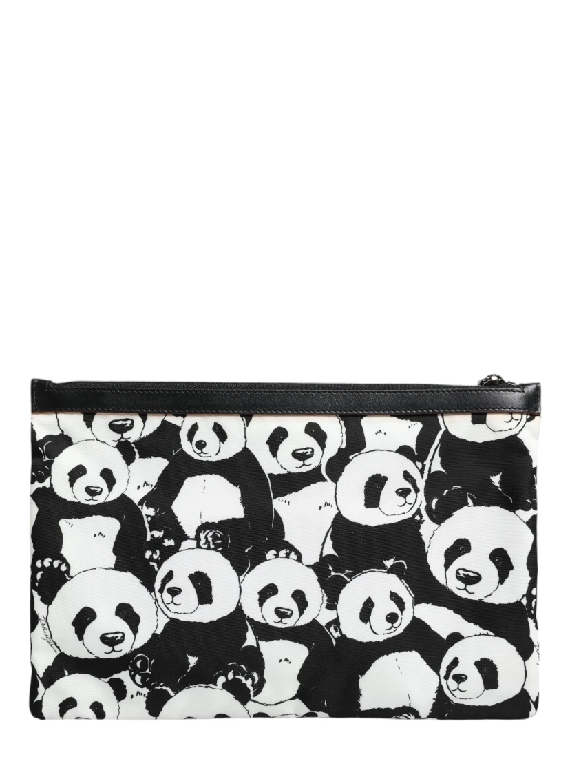 Black White Panda Pattern Clutch Pouch Bag
