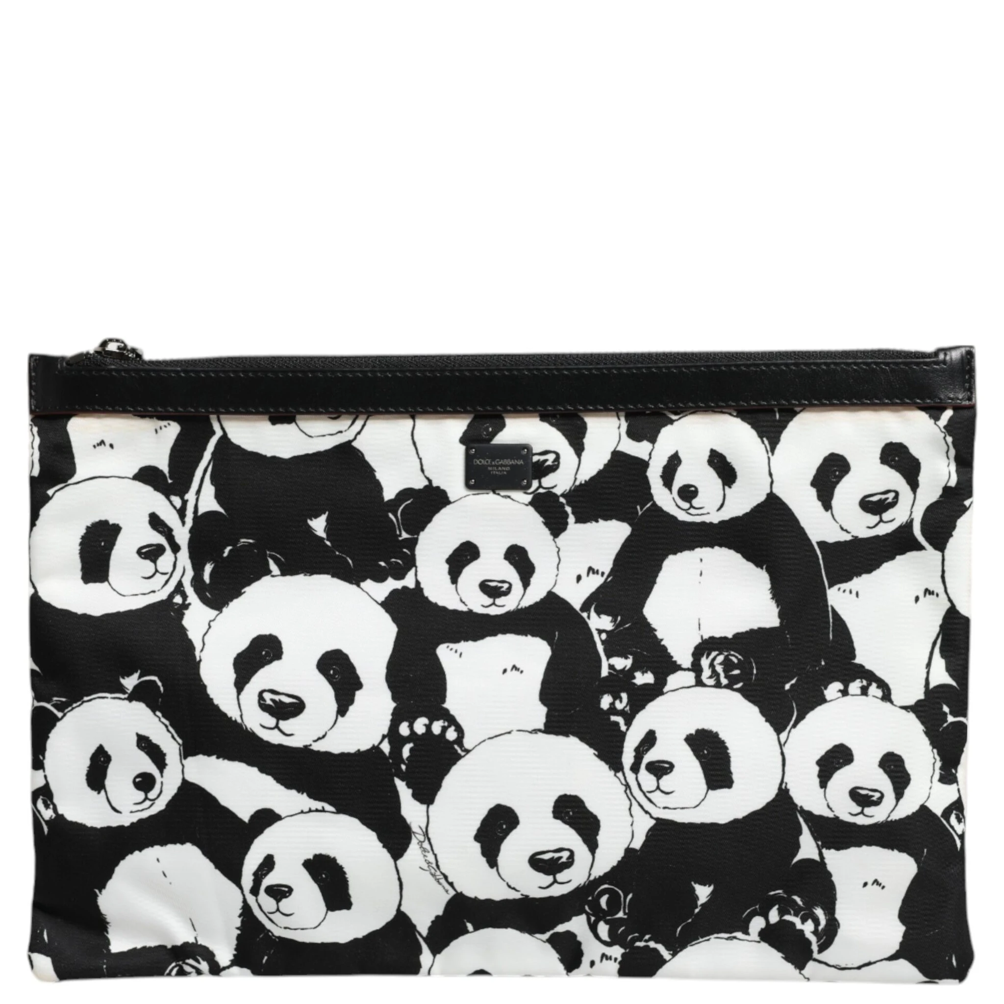 Black White Panda Pattern Clutch Pouch Bag
