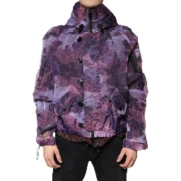 Purple Camouflage Hooded Men Blouson Jacket