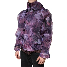 Purple Camouflage Hooded Men Blouson Jacket