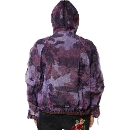 Purple Camouflage Hooded Men Blouson Jacket