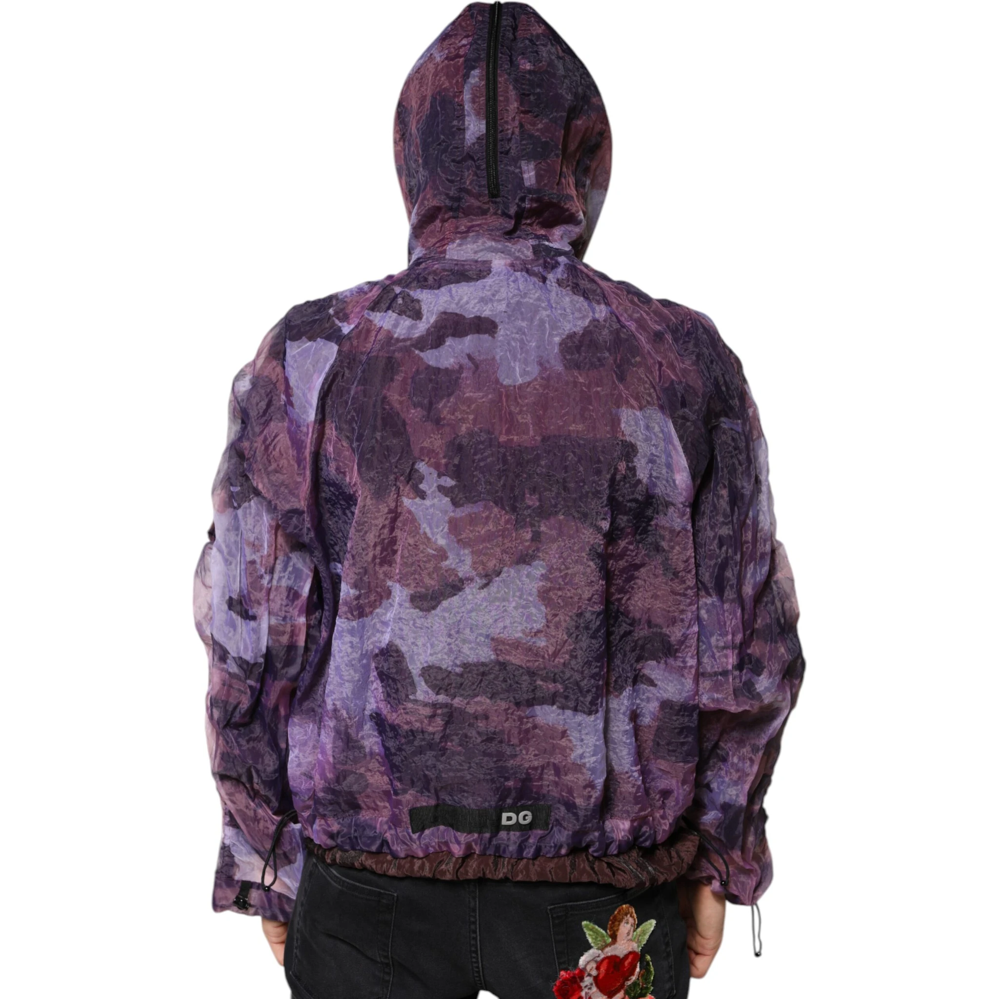 Purple Camouflage Hooded Men Blouson Jacket