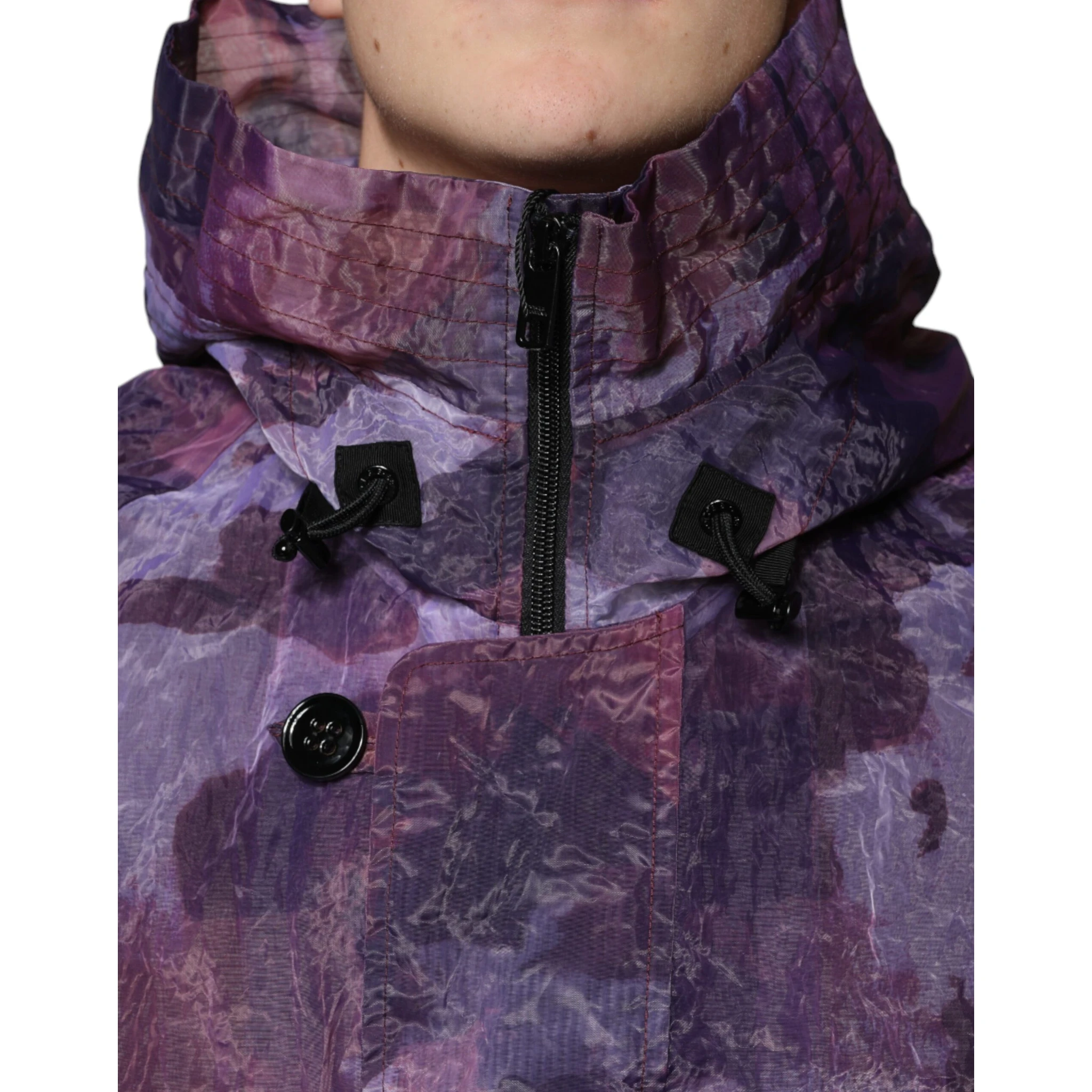 Purple Camouflage Hooded Men Blouson Jacket