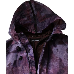 Purple Camouflage Hooded Men Blouson Jacket