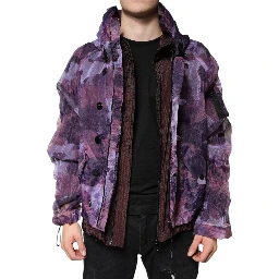Purple Camouflage Hooded Men Blouson Jacket