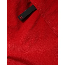 Red Nylon Hooded Men Full Zip Parka Jacket
