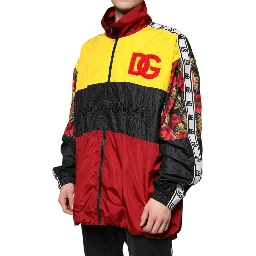 Multicolor Patchwork Men Full Zip Sweater