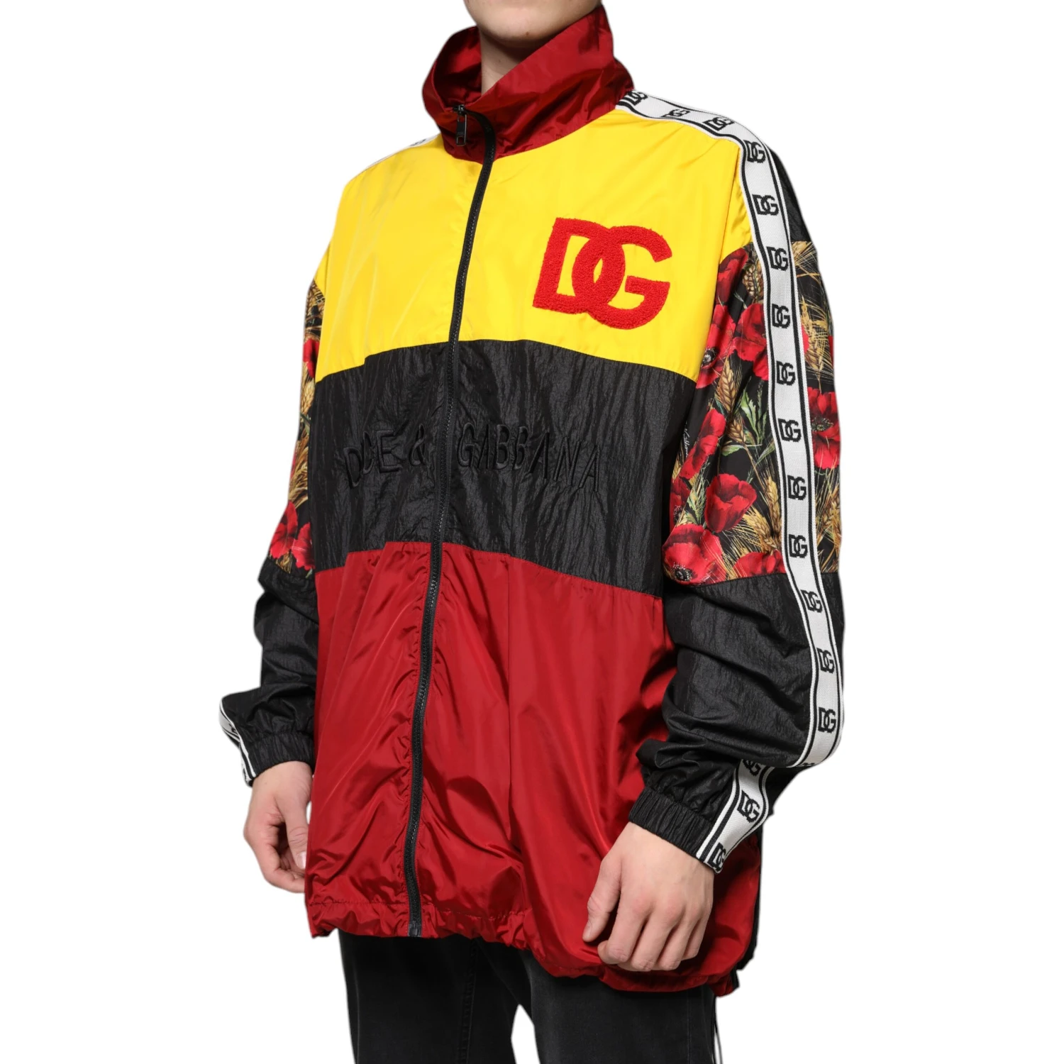 Multicolor Patchwork Men Full Zip Sweater