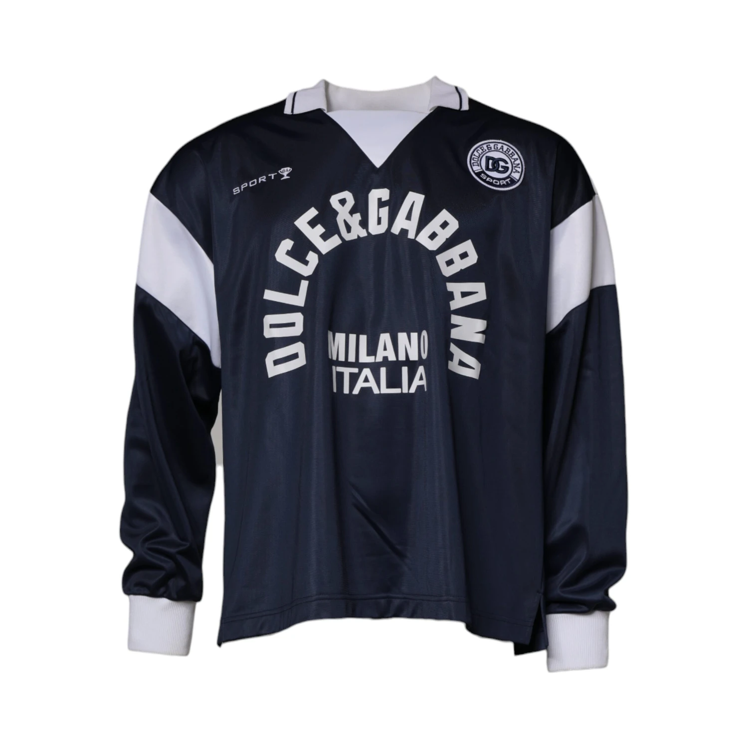 Blue Logo Jersey Collared Pullover Sweater