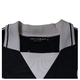 Blue Logo Jersey Collared Pullover Sweater