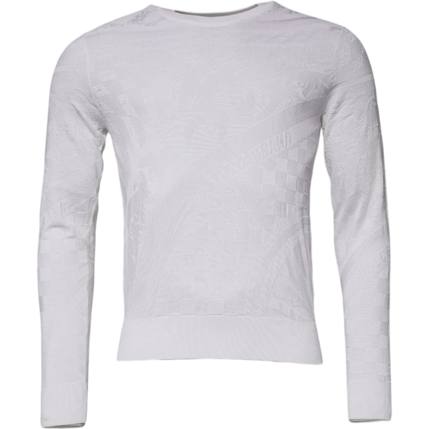 White Silk Crew Neck Men Pullover Sweater