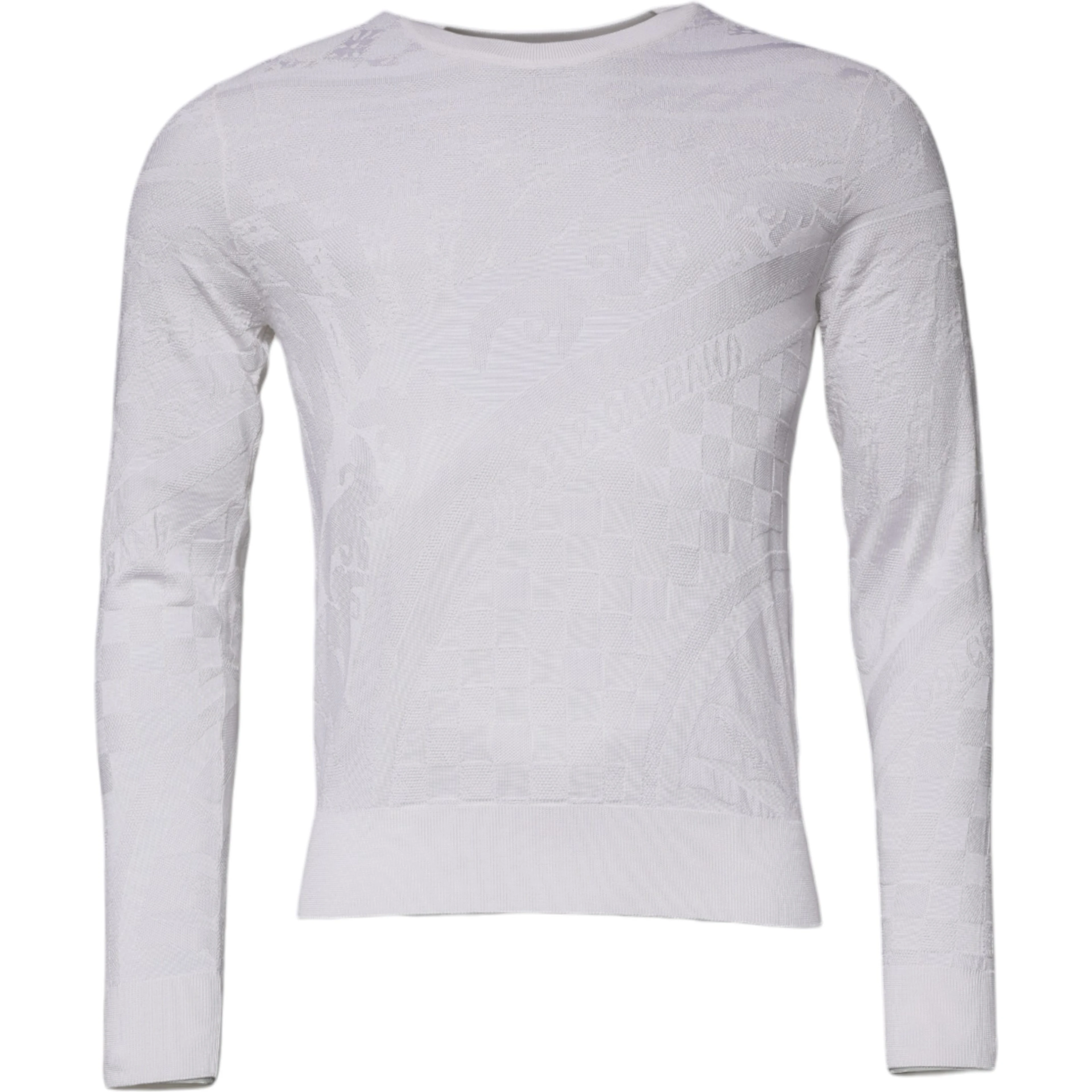 White Silk Crew Neck Men Pullover Sweater