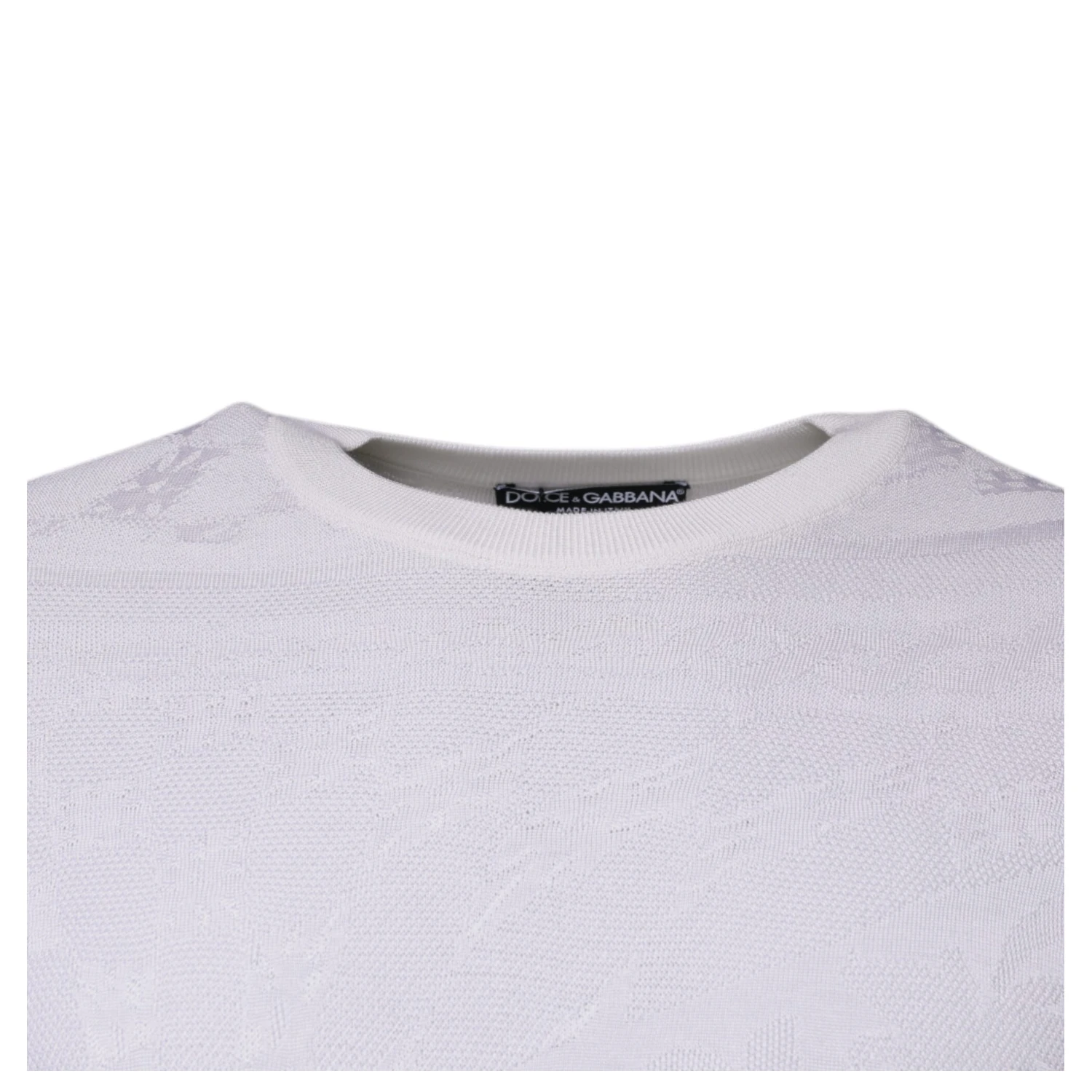 White Silk Crew Neck Men Pullover Sweater