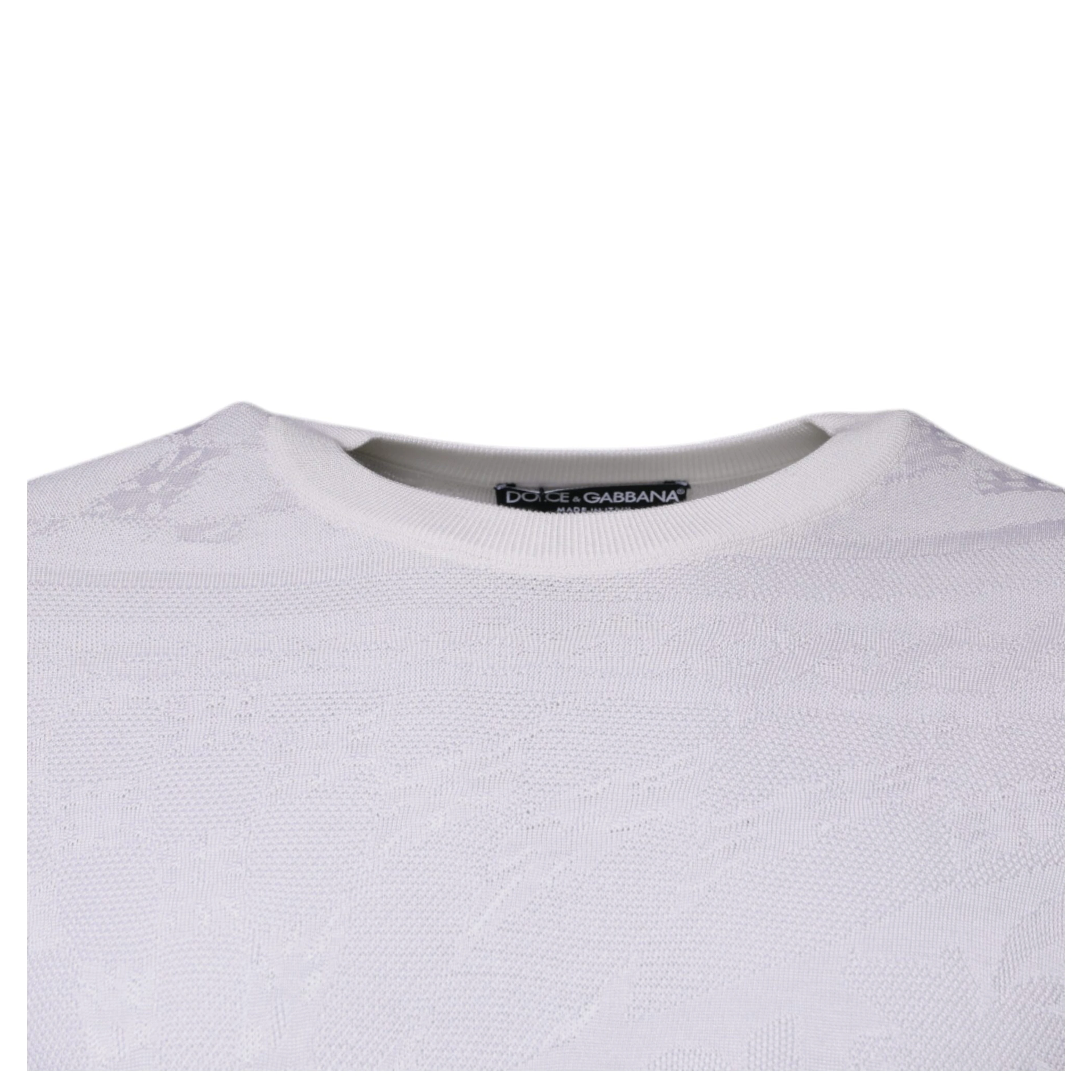 White Silk Crew Neck Men Pullover Sweater