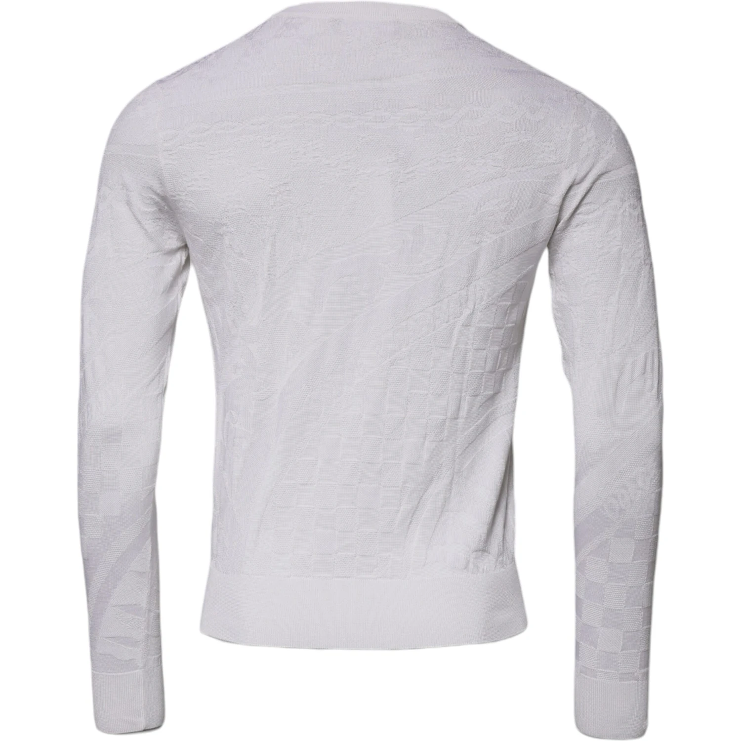 White Silk Crew Neck Men Pullover Sweater