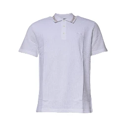 White Viscose Collared Men Polo Short Sleeves T-shirt