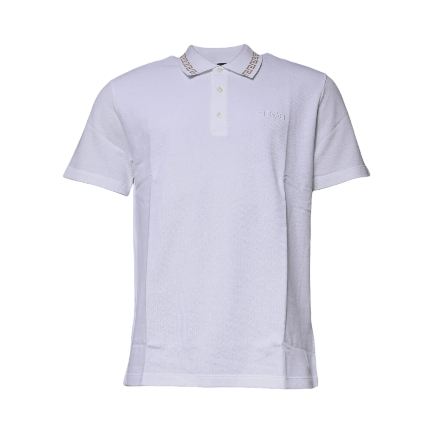 White Viscose Collared Men Polo Short Sleeves T-shirt