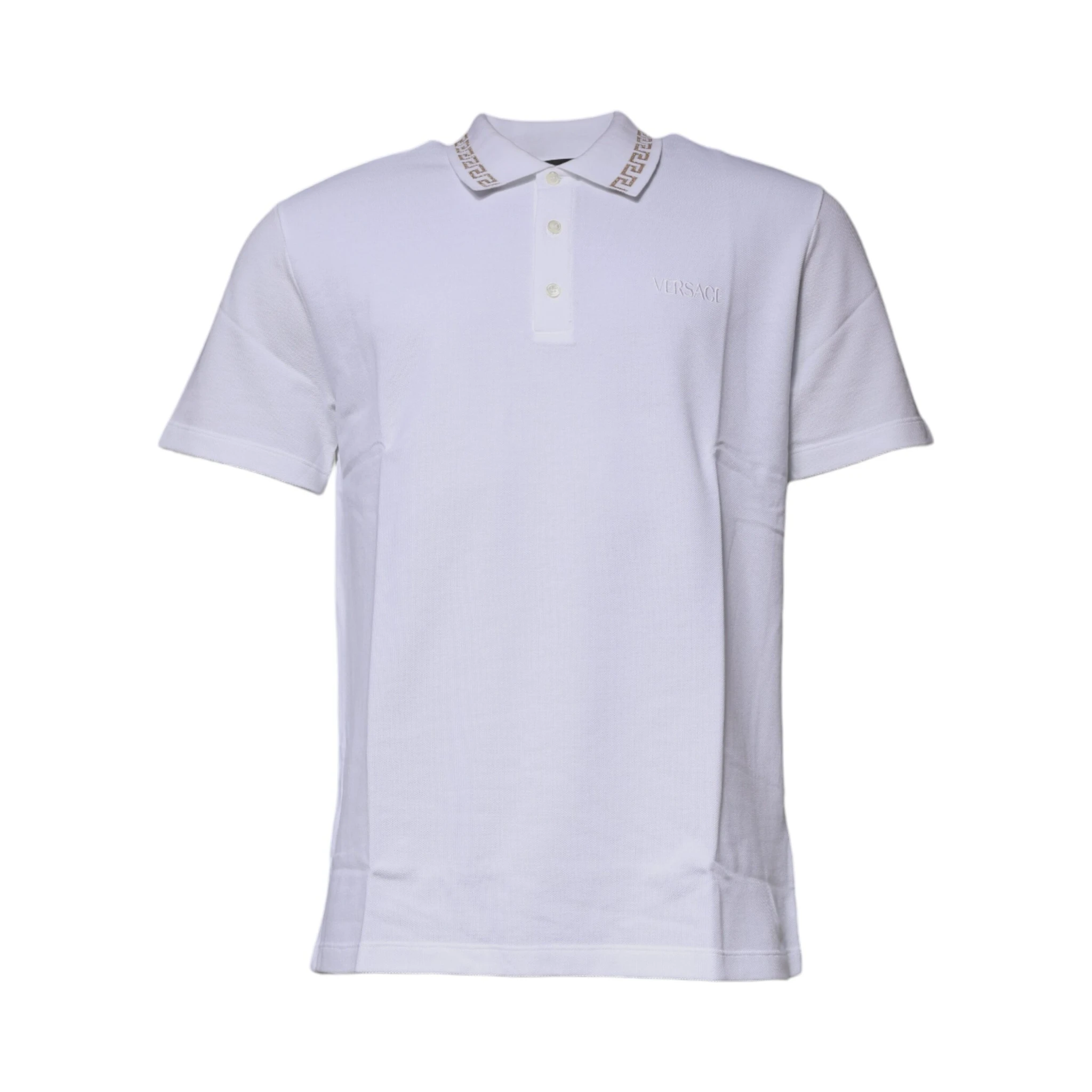 White Viscose Collared Men Polo Short Sleeves T-shirt