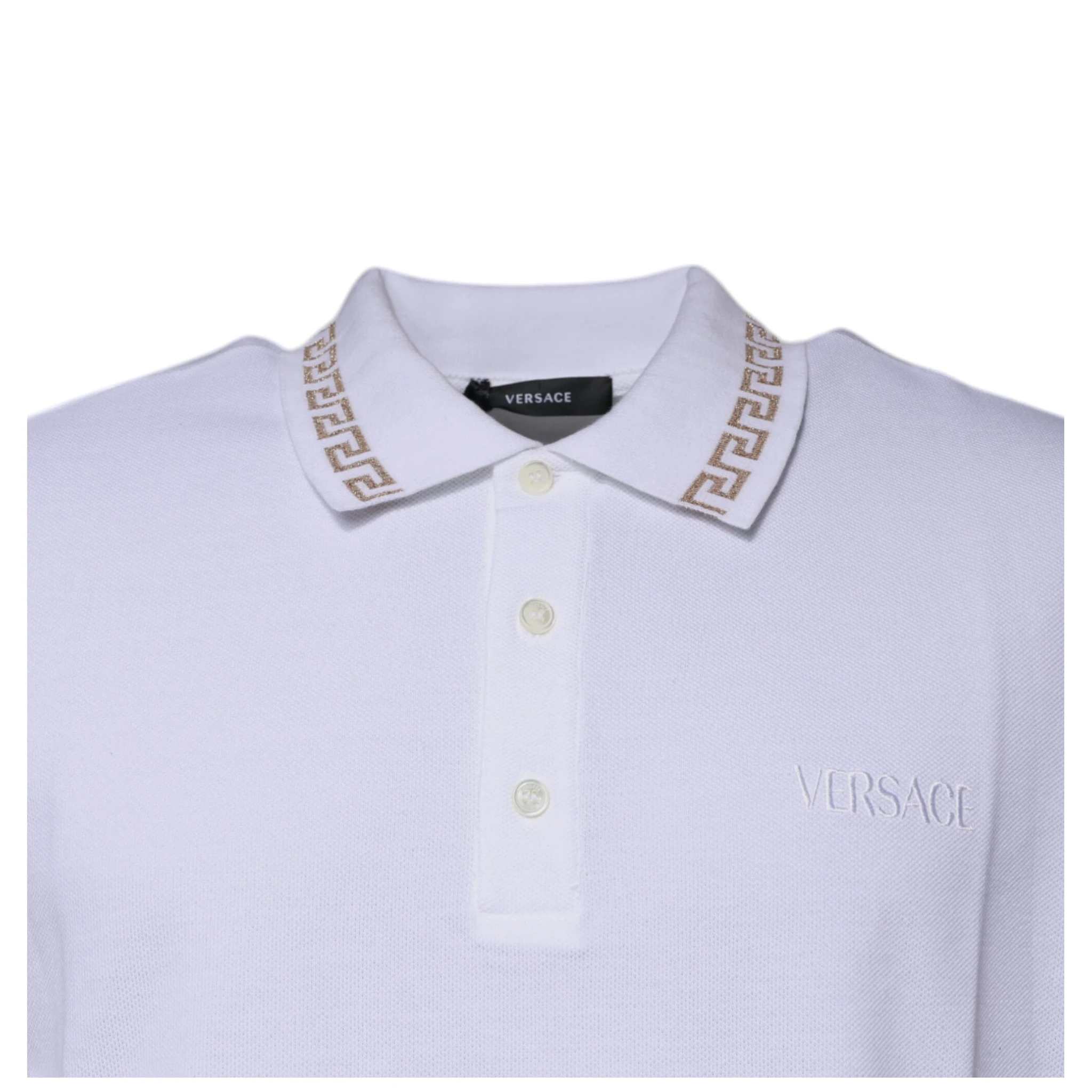 White Viscose Collared Men Polo Short Sleeves T-shirt