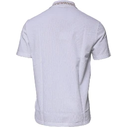 White Viscose Collared Men Polo Short Sleeves T-shirt
