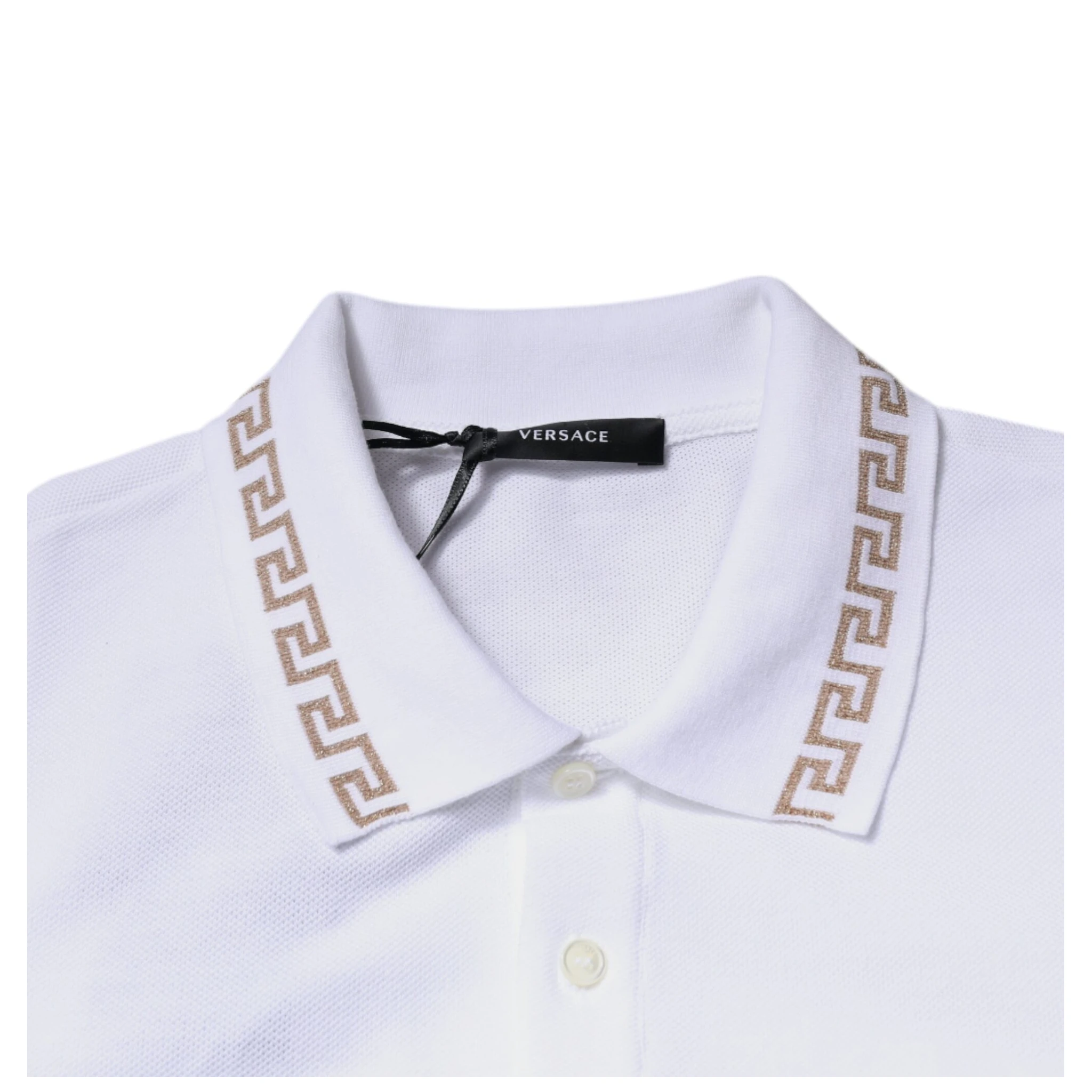 White Viscose Collared Men Polo Short Sleeves T-shirt