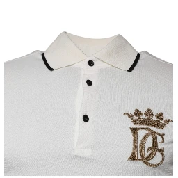 Off White Crown Cotton Collared Polo T-shirt