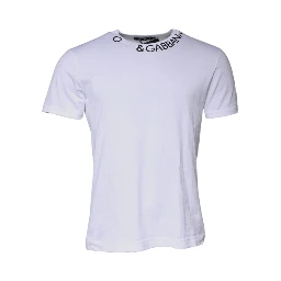 White Cotton Logo Crew Neck Short Sleeves T-shirt