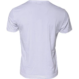 White Cotton Logo Crew Neck Short Sleeves T-shirt