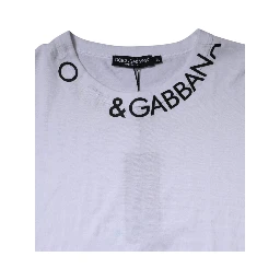 White Cotton Logo Crew Neck Short Sleeves T-shirt