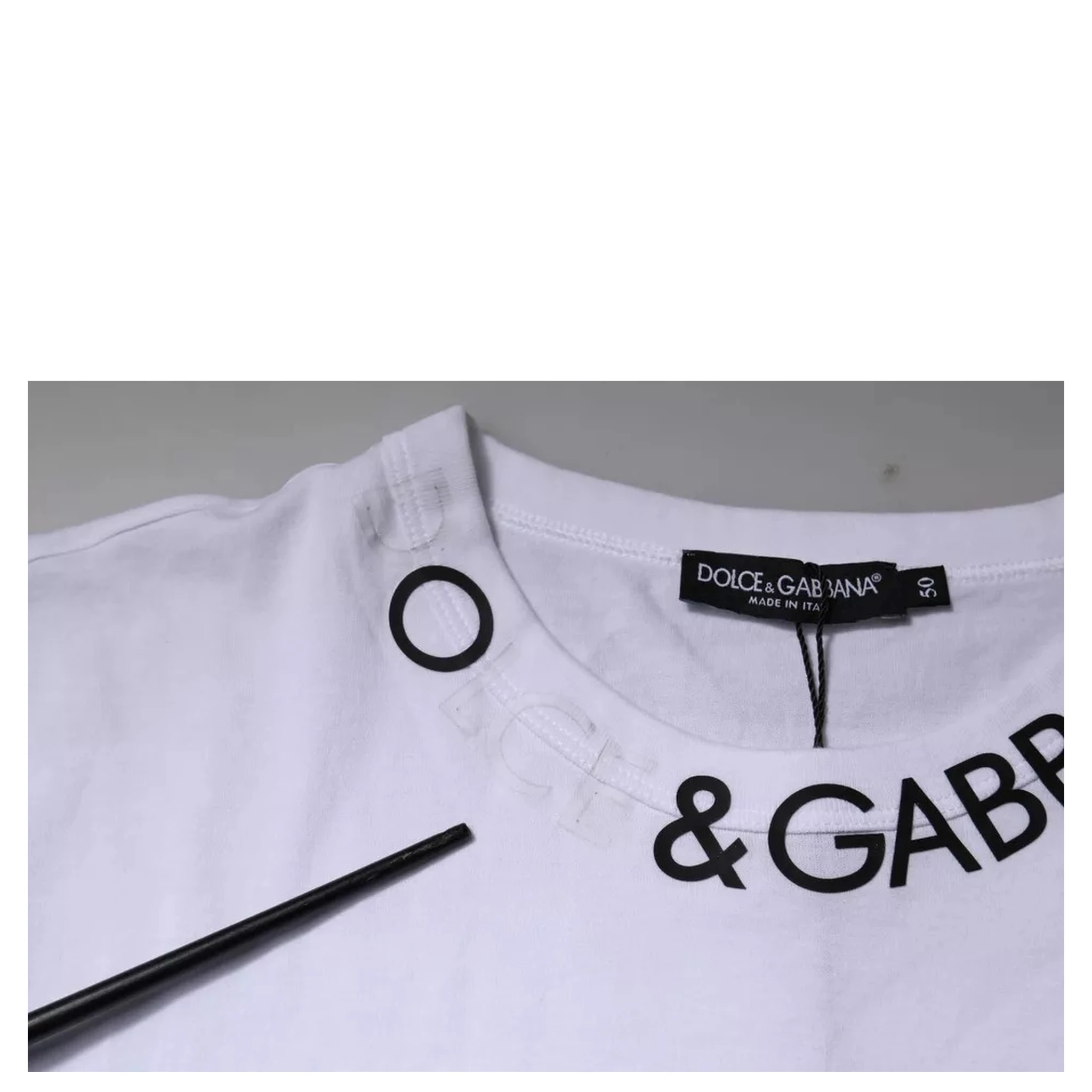 White Cotton Logo Crew Neck Short Sleeves T-shirt