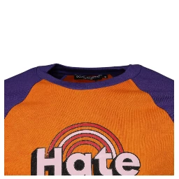 Orange Purple Graphic Print Short Sleeves T-shirt