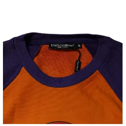 Orange Purple Graphic Print Short Sleeves T-shirt