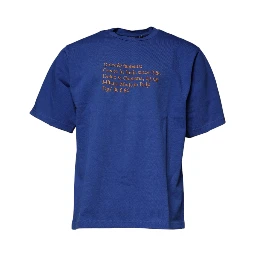 Blue Graphic Print Cotton Crew Neck T-shirt