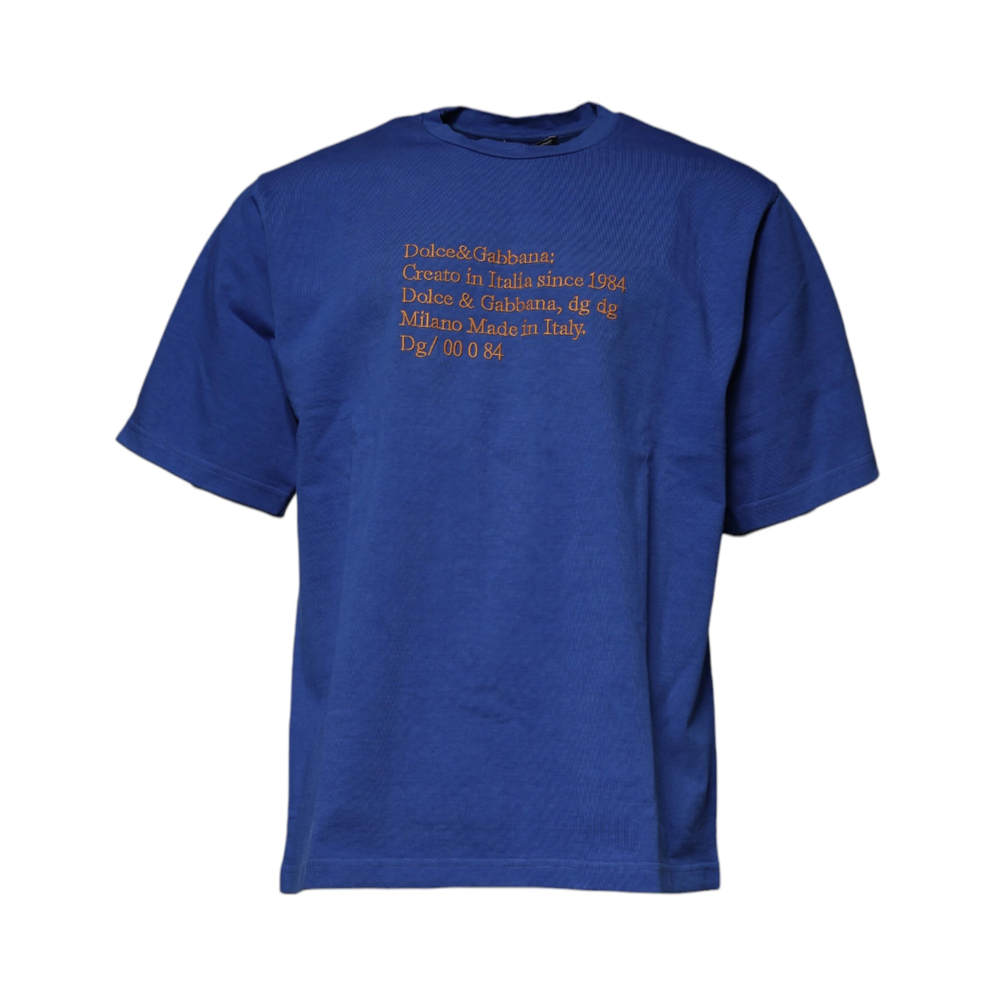 Blue Graphic Print Cotton Crew Neck T-shirt