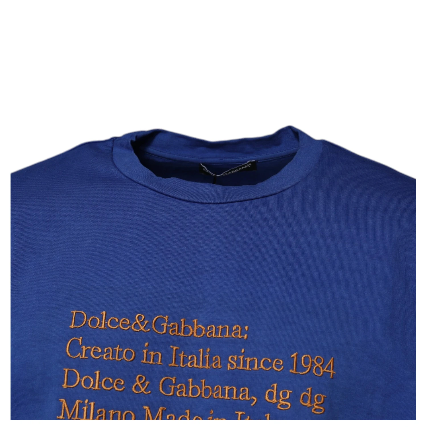 Blue Graphic Print Cotton Crew Neck T-shirt