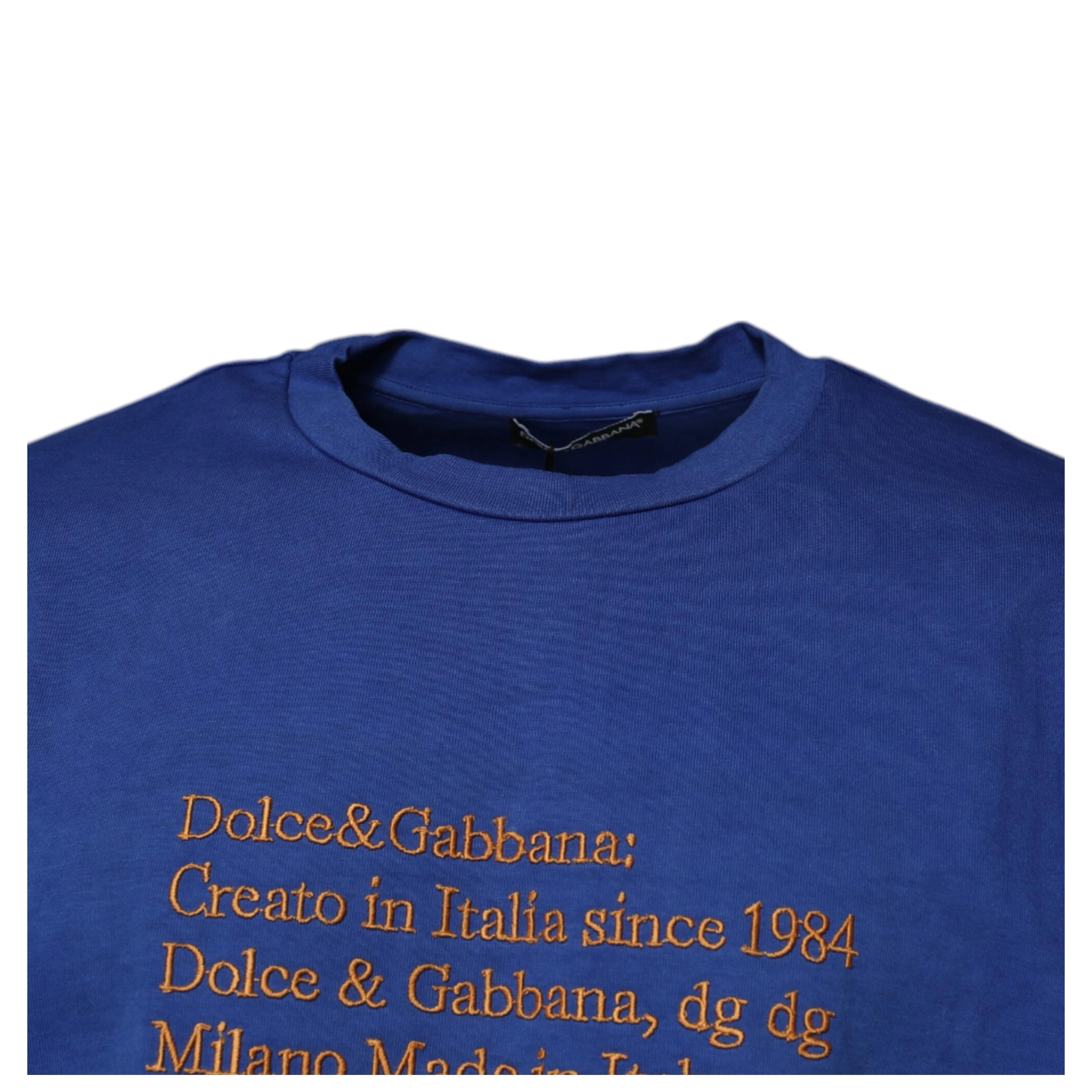 Blue Graphic Print Cotton Crew Neck T-shirt