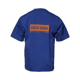 Blue Graphic Print Cotton Crew Neck T-shirt