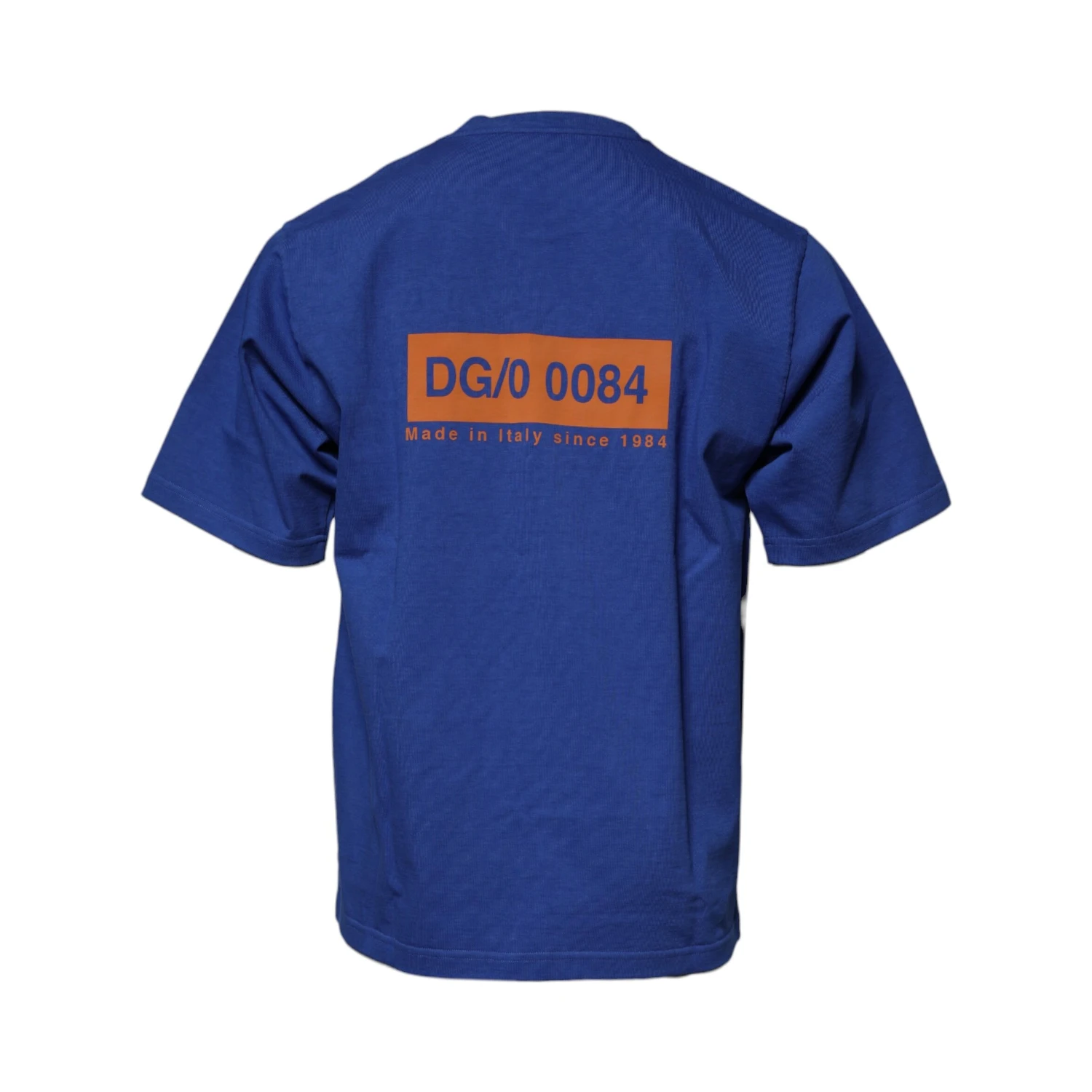 Blue Graphic Print Cotton Crew Neck T-shirt