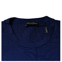 Blue Graphic Print Cotton Crew Neck T-shirt