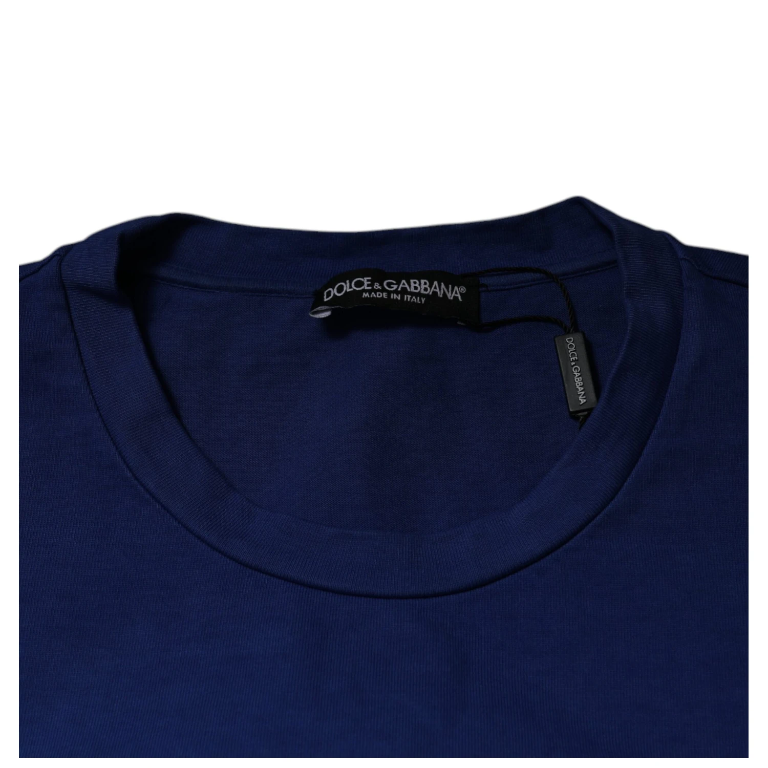 Blue Graphic Print Cotton Crew Neck T-shirt