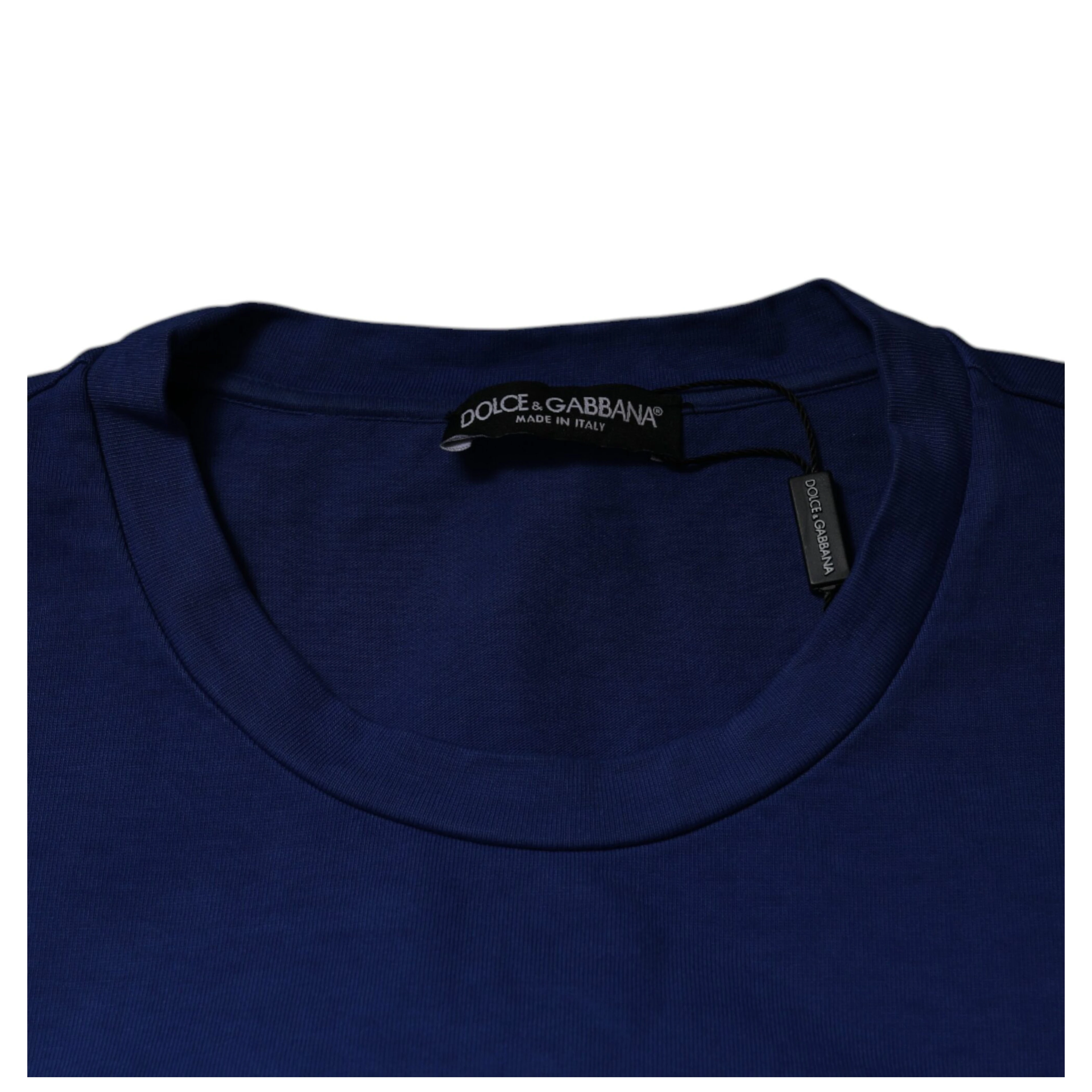 Blue Graphic Print Cotton Crew Neck T-shirt