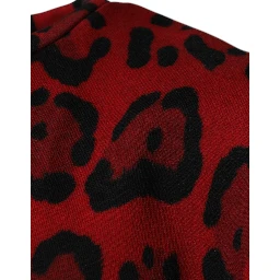 Red Leopard Print Cotton Sleeveless T-shirt