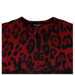 Red Leopard Print Cotton Sleeveless T-shirt