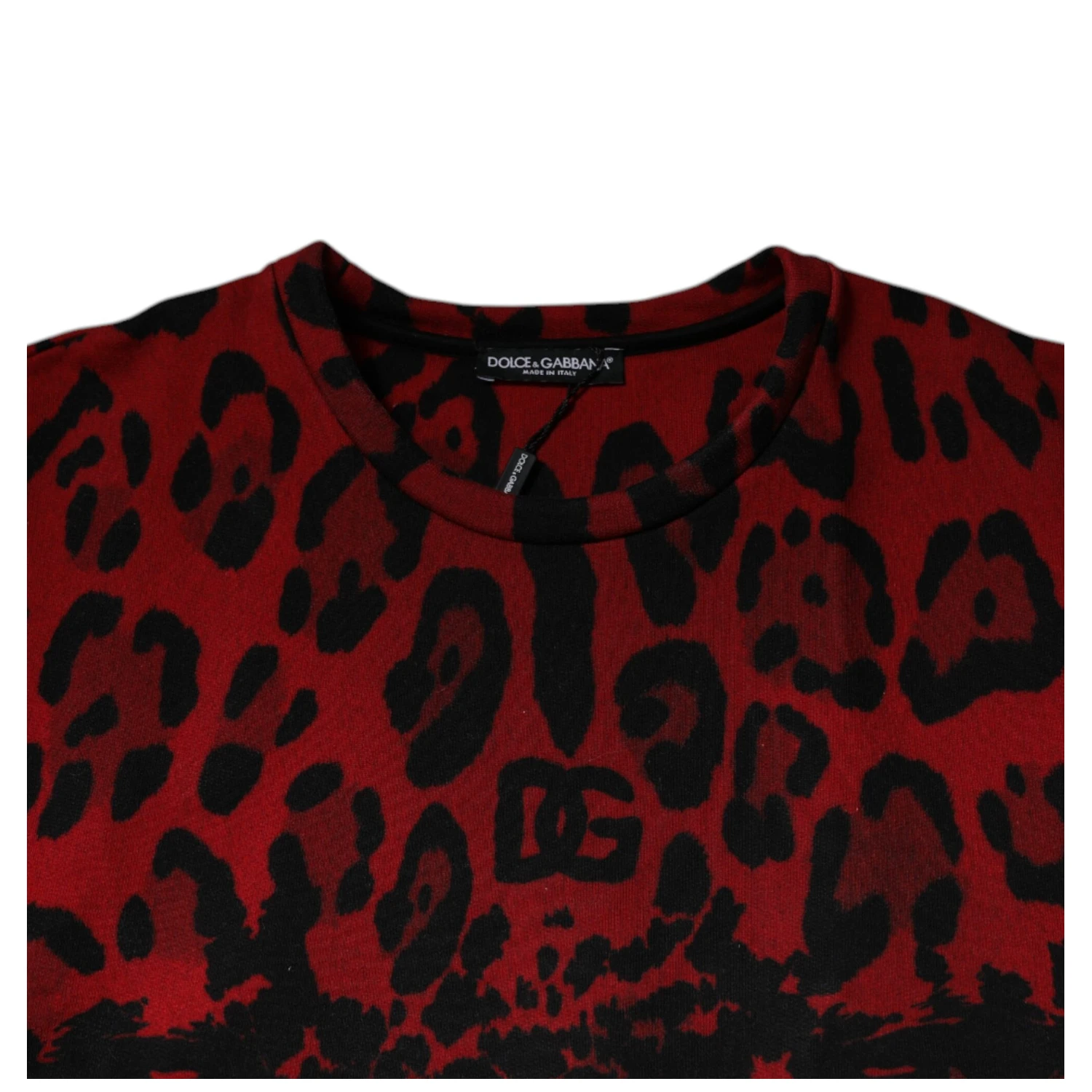 Red Leopard Print Cotton Sleeveless T-shirt