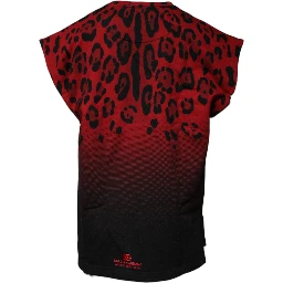 Red Leopard Print Cotton Sleeveless T-shirt