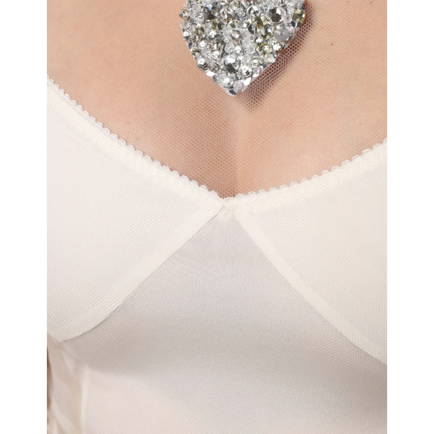 White Sheer Tulle Bustier Bodycon Midi Dress