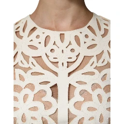 White Cut Out Leather Sleeveless Midi Dress