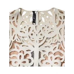 White Cut Out Leather Sleeveless Midi Dress
