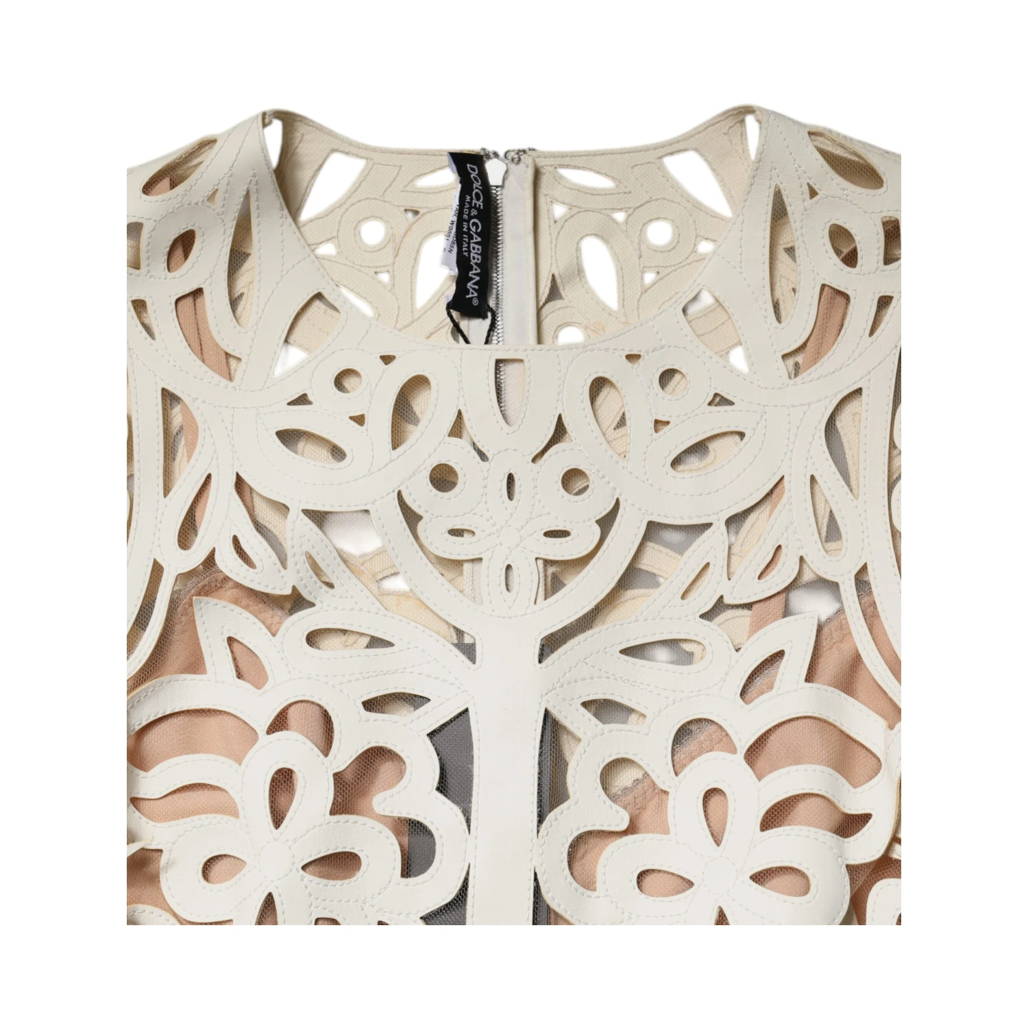 White Cut Out Leather Sleeveless Midi Dress
